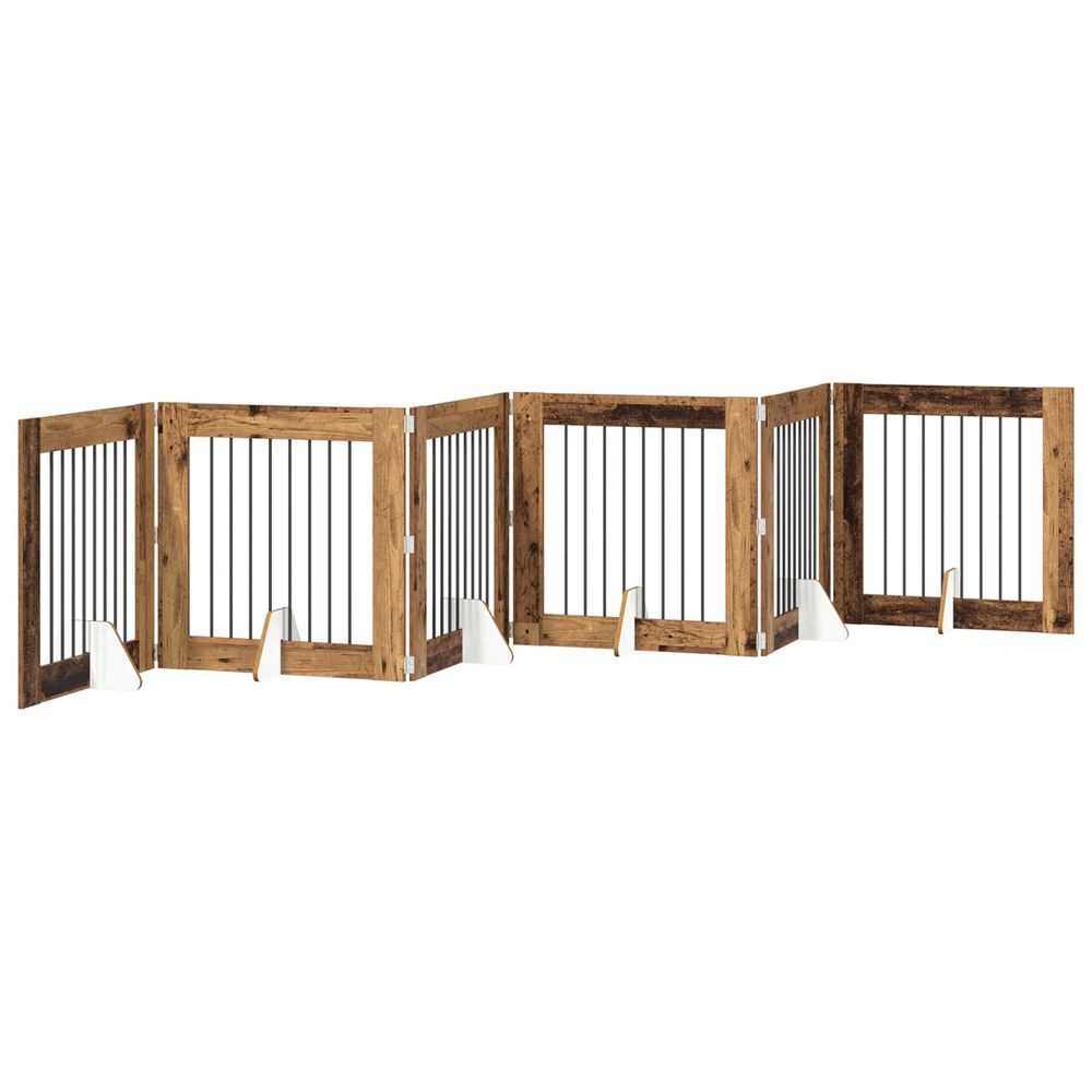 Porte de chien pliable avec supports 6 pc bois ancien 482 cm