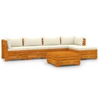 Salon de jardin meuble d'extérieur ensemble de mobilier 6 pièces avec coussins bois d'acacia solide