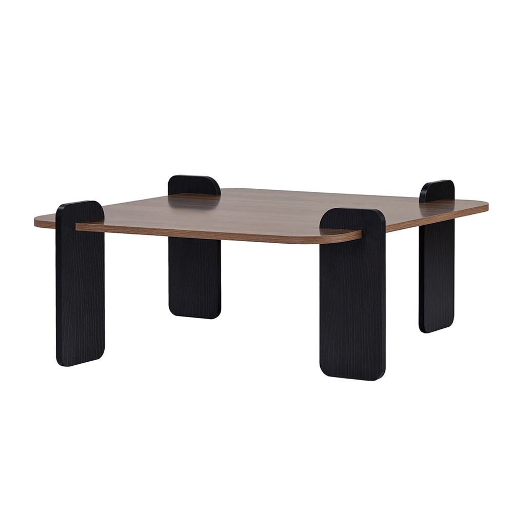 Table basse carrée effet noyer 90x90 cm tasi