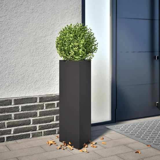 Jardinière triangulaire acier pour terrasse plantes et fleurs 30x26x75cm noir