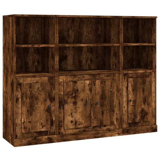 Buffet bahut commode armoire meuble de rangement organisateur cuisine salle de séjour salons 3 pcs bois d'ingénierie marron 0