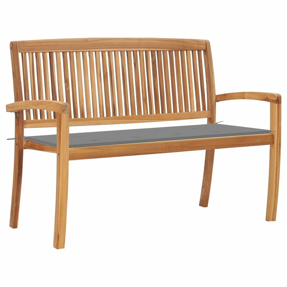 Banc de jardin meuble de patio d'extérieur terrasse empilable et coussin 128,5 x 57,5 x 90 cm bois de teck massif