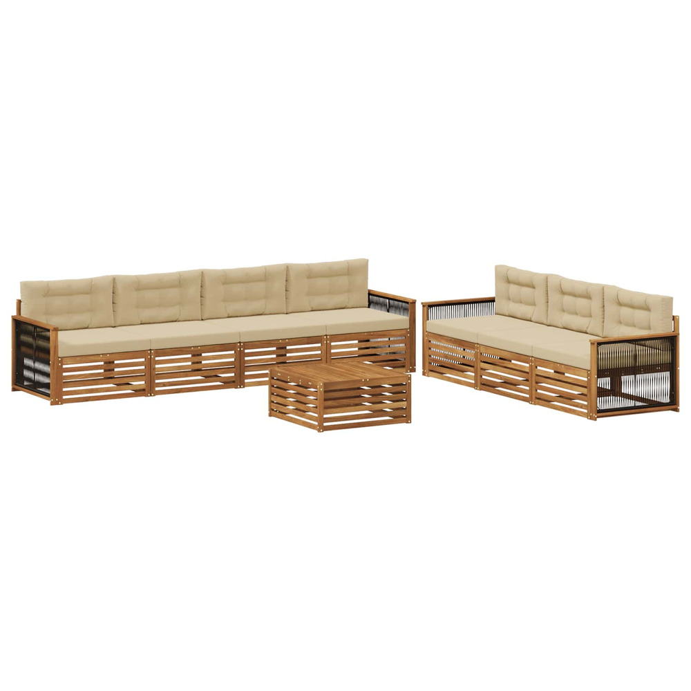 Ensemble de canapés d'extérieur 8 pcs naturel et beige