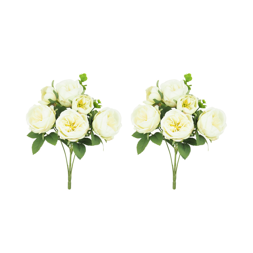 Bouquet artificiel de pivoines 32cm blanc lot de 2