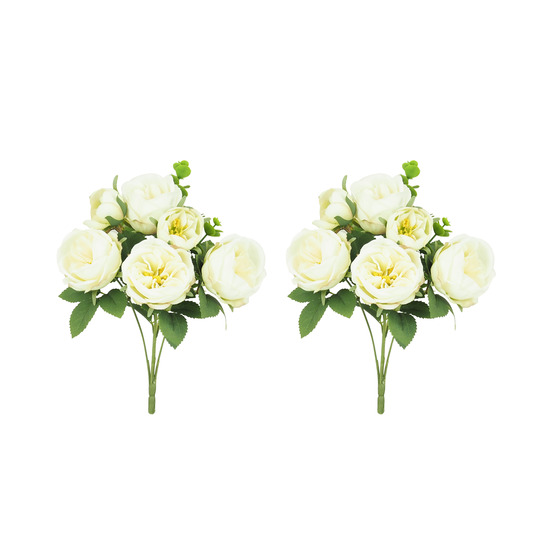 Bouquet artificiel de pivoines 32cm blanc lot de 2