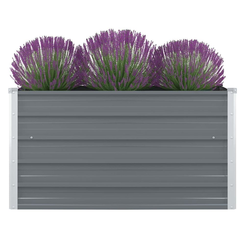 Carré potager 100cm acier galvanisé jardin sans fond gris 100x100x45cm