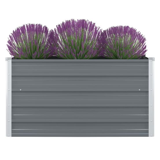 Carré potager 100cm acier galvanisé jardin sans fond gris 100x100x45cm