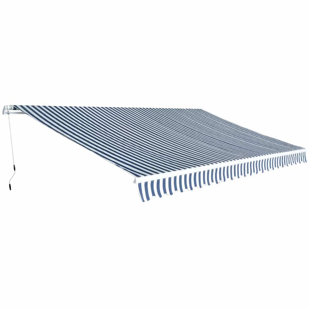 Auvent pliable manuel 500 cm bleu/blanc