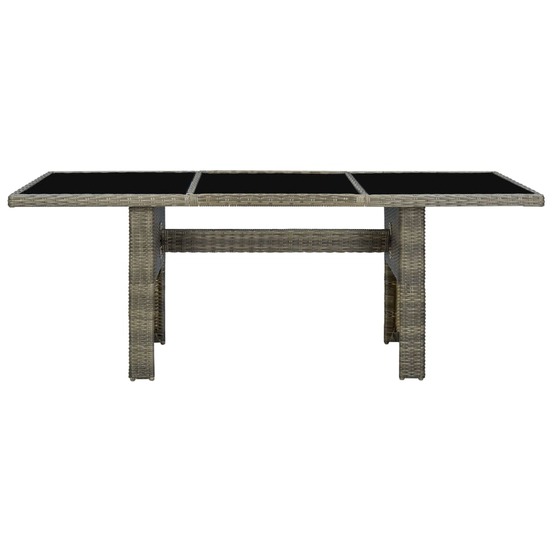 Table de jardin marron résine tressée et verre trempé