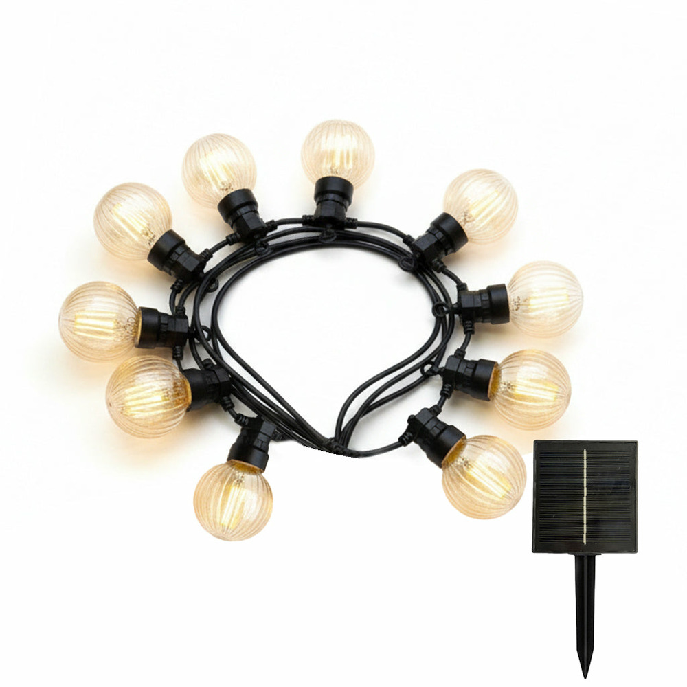 Guirlande solaire raccordable bamby 10 ampoules striées 8m