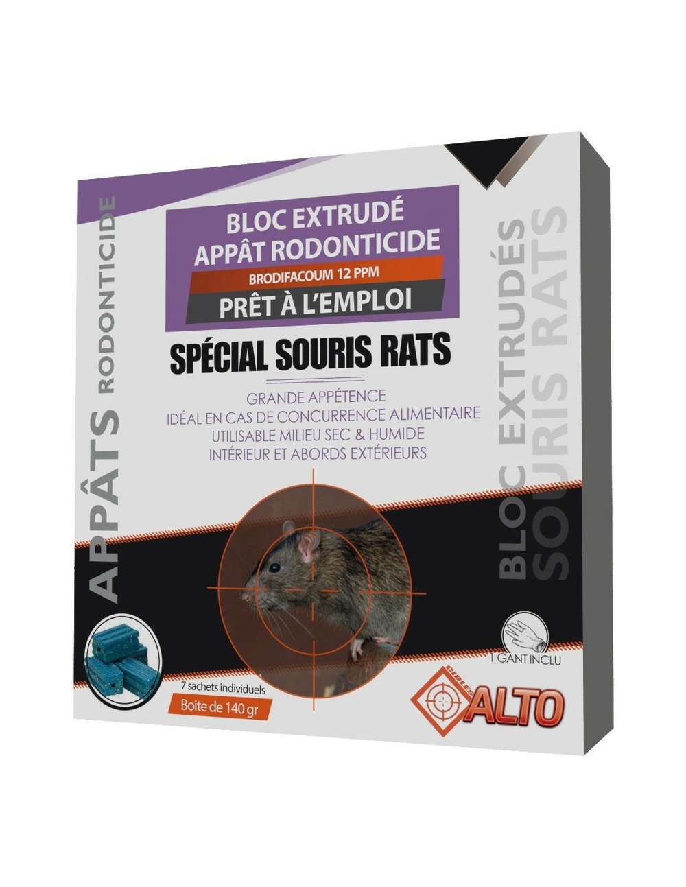 Raticide bloc brod 12ppm 140gr