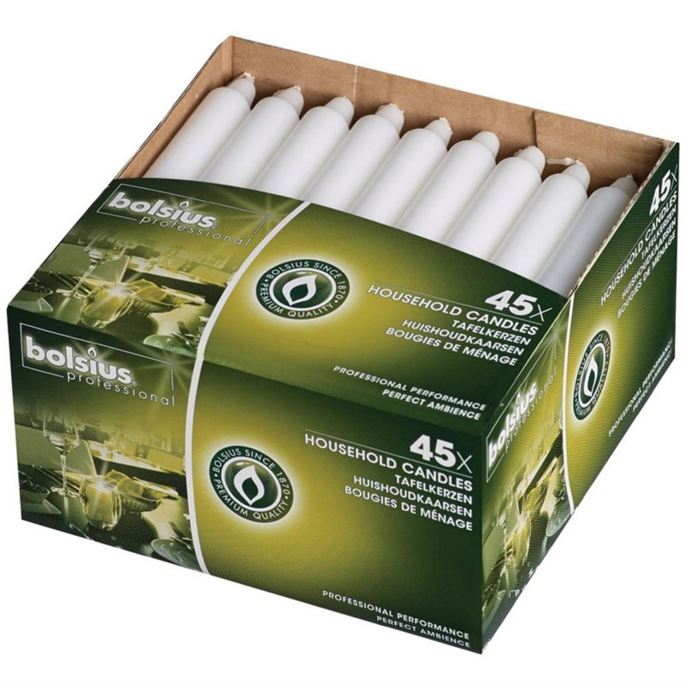 Bougie blanche bistro 177 mm - lot de 45 - bolsius