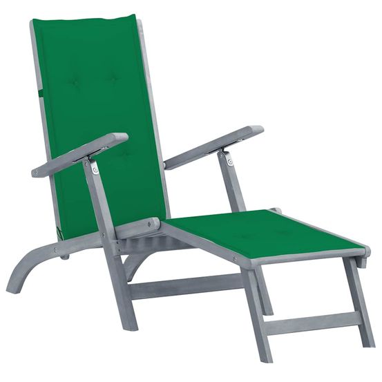 Chaise longue d'extérieur repose-pied et coussin acacia solide bain de soleil