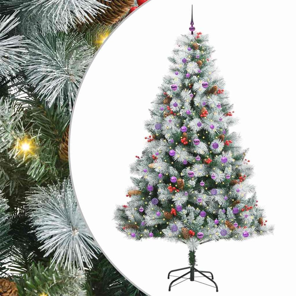 Sapin de noël artificiel vert et blanc 240 cm