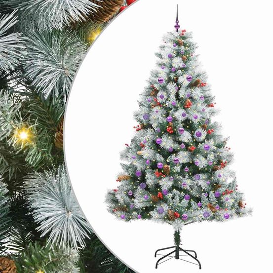 Sapin de noël artificiel vert et blanc 240 cm