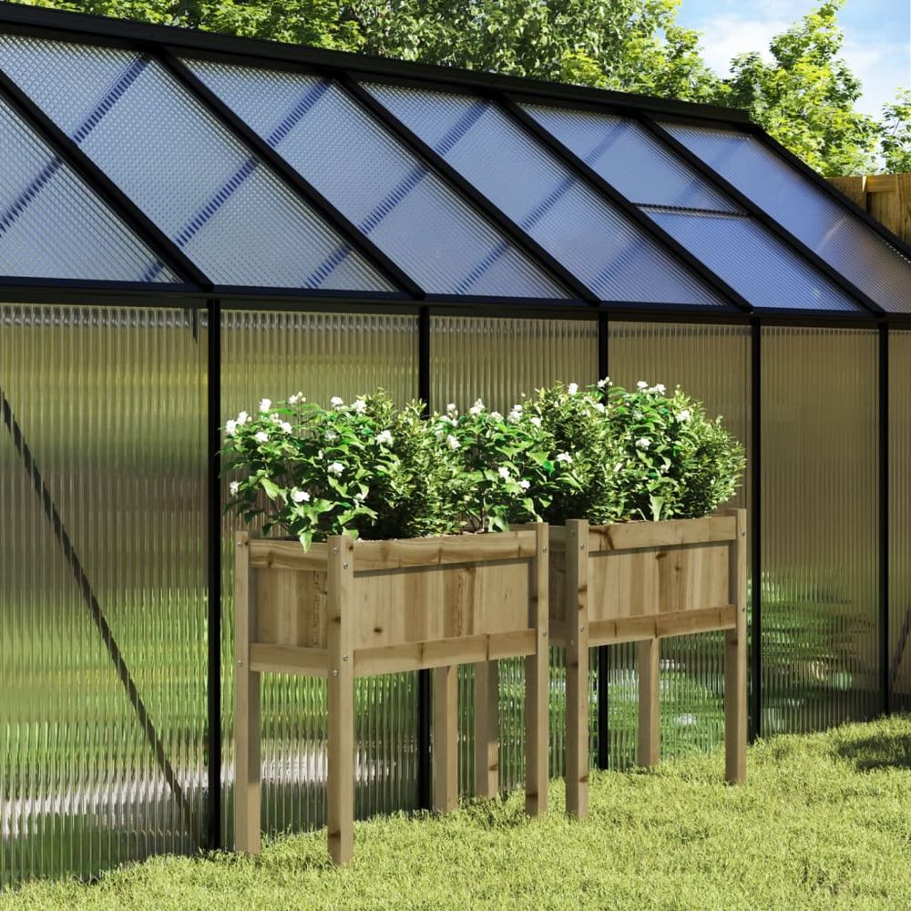 Lot de 2 jardinières surélevées en pin traité 70cm pour potager et balcon