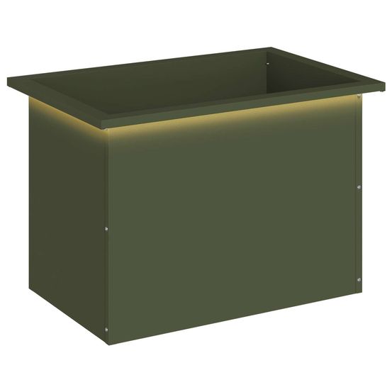 Jardinière d'extérieur de jardin avec led vert olive 40 x 60 x 40 cm acier