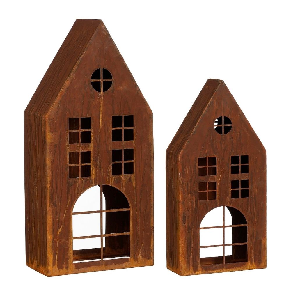 Lanterne memila297/0051 set de 2 h45x10cm - brun
