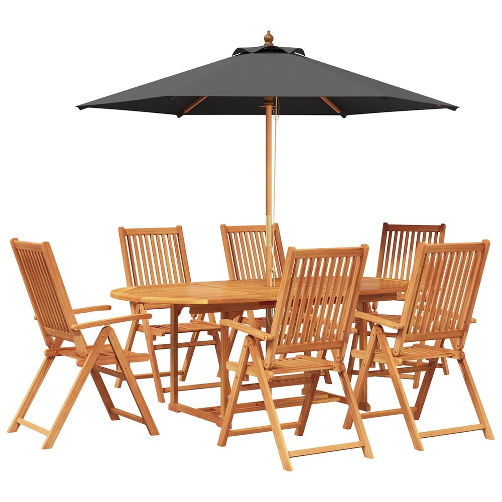 Ensemble de salle à manger d'extérieur avec parasol 8 pc