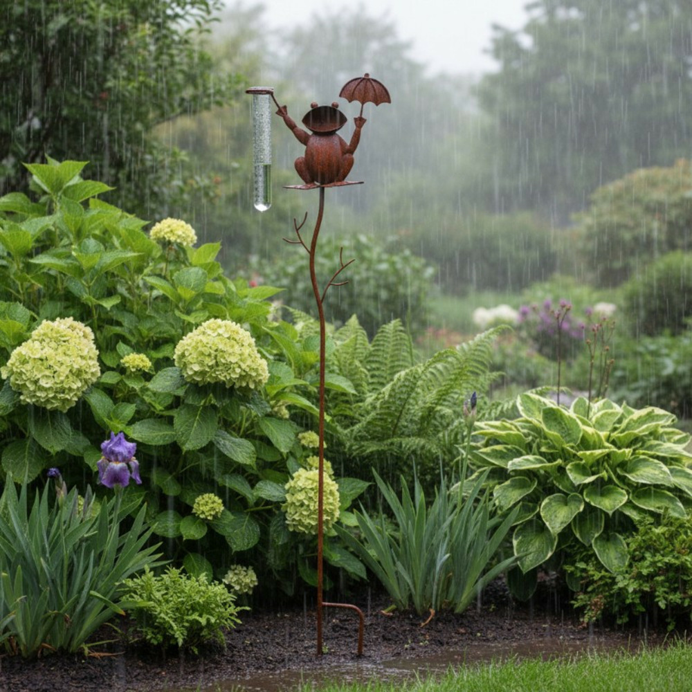 Pluviomètre grenouille parapluie 22x12x100cm