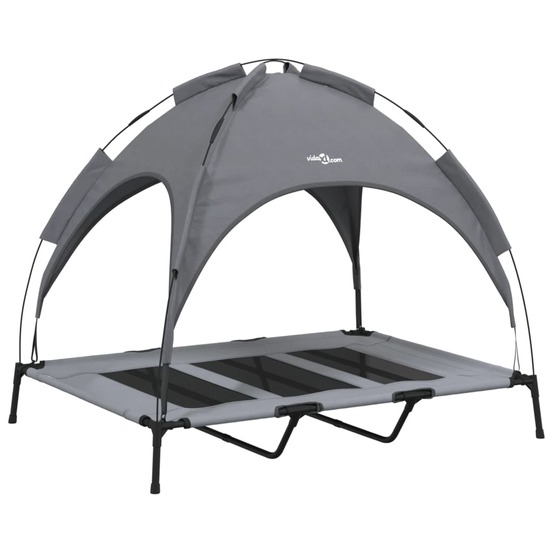 Lit pour chien avec auvent anthracite tissu oxford et acier