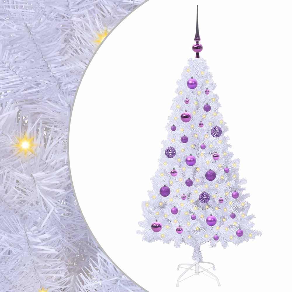 Sapin de noël artificiel blanc 120 cm pvc et acier