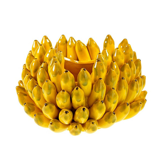 Vase aux bananes jaune céramique 37x37x21cm