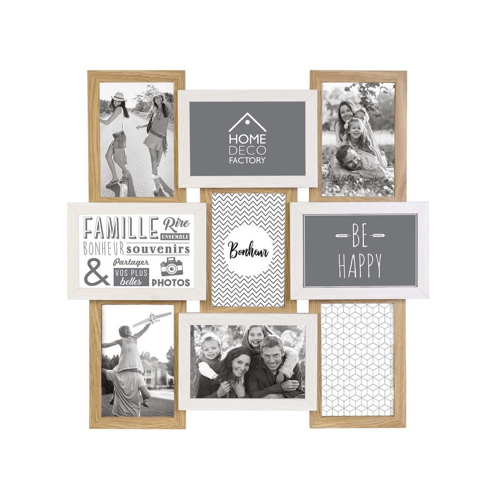 Pêle-mêle bois et blanc photos 10 x 15 cm family 9 photos