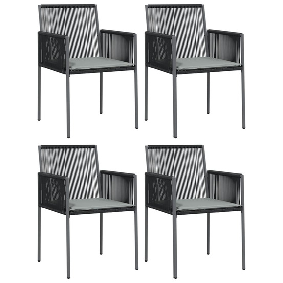 Chaises de jardin et coussins lot de 4 noir 54x60,5x83,5 cm