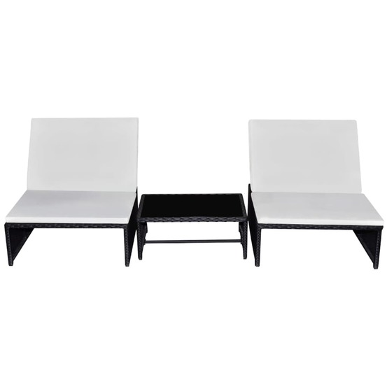Chaises inclinables de jardin lot de 2 et table résine tressée