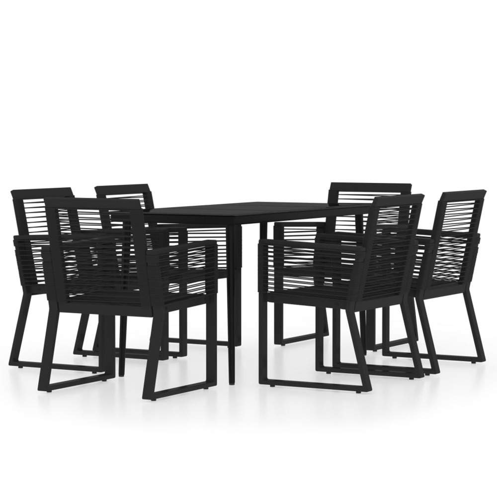 Ensemble à manger de jardin 7 pcs noir