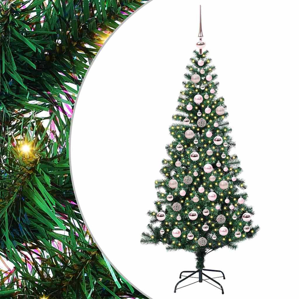 Sapin de noël artificiel pré-éclairé vert 180 cm pvc et métal