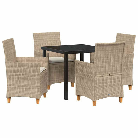 Ensemble de salle à manger pour jardin 5 pcs beige polyrotin