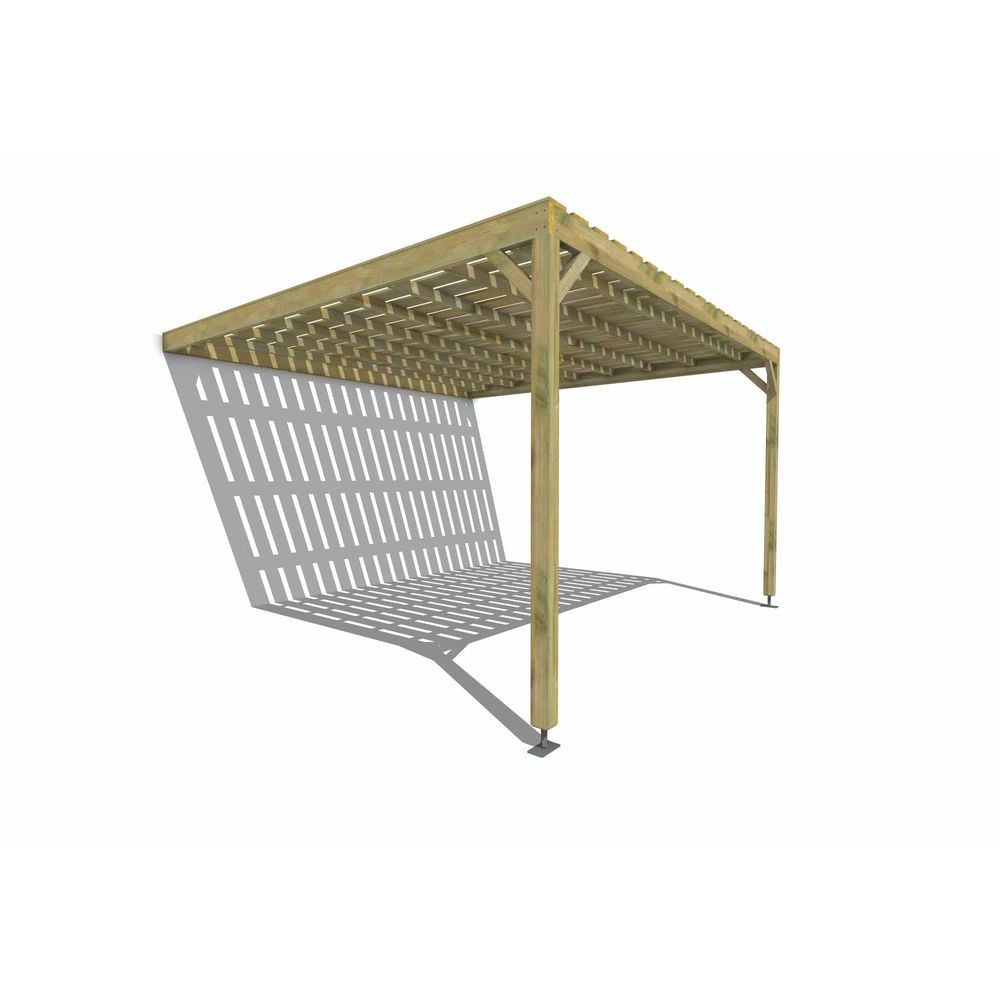 Pergola bois • 4m x 4m • adossée • sens largeur • platelage bois • livraison comprise