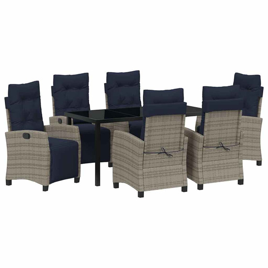 Ensemble de salle à manger pour jardin 7 pcs gris polyrotin