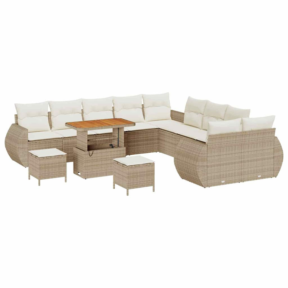 Ensemble de canapé de jardin avec coussin 13 pcs beige et crème
