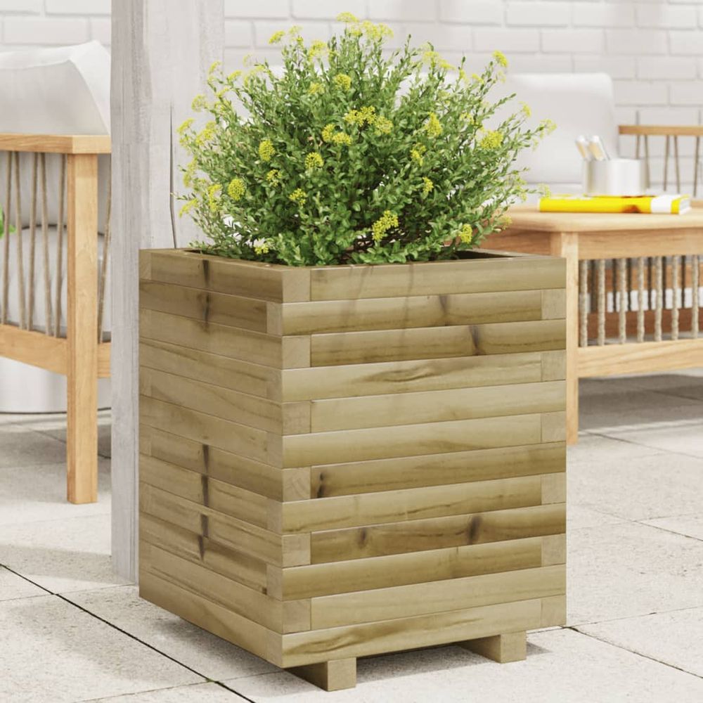 Jardinière haute carrée en pin autoclave – bac de plantation profond traité contre humidité et insectes – 40x50cm marron