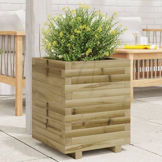 Jardinière haute carrée en pin autoclave – bac de plantation profond traité contre humidité et insectes – 40x50cm marron