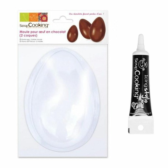 Moule pour oeuf en chocolat + stylo de glaçage noir