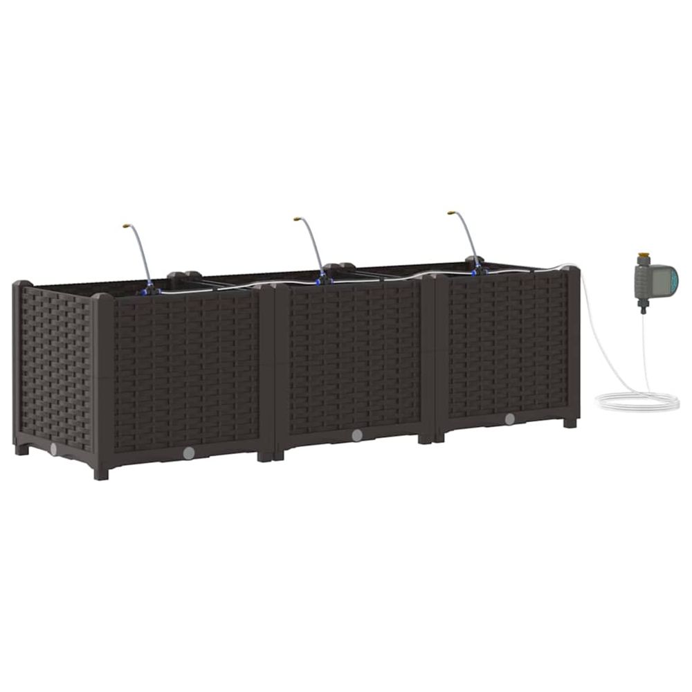 Cache-pot de jardin 3 pc marron 120 x 40 x 37,5 cm pp