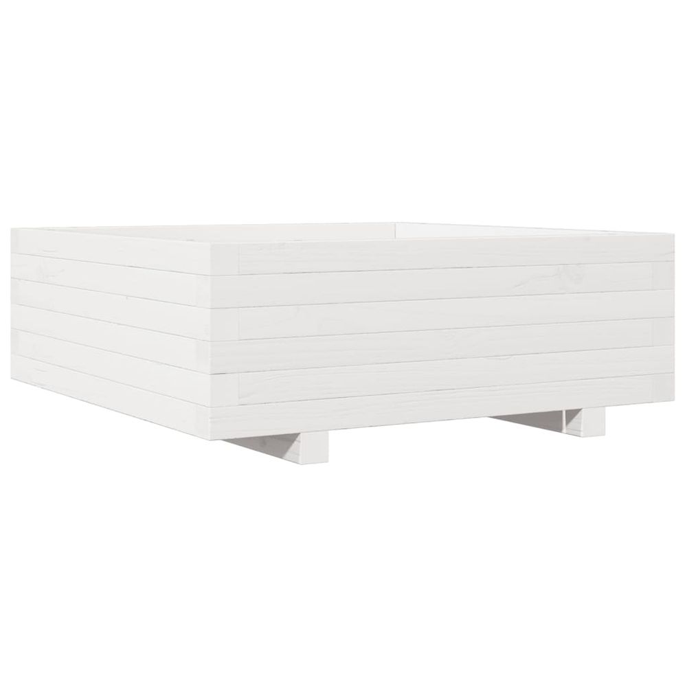 Jardinière blanc 70x70x26,5 cm bois de pin massif