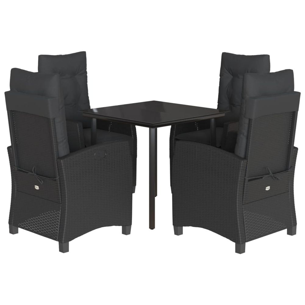 Ensemble à manger de jardin coussins 5pcs noir résine tressée
