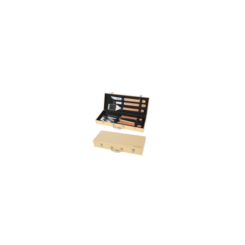 Accessoire barbecue et plancha le marquier mallette 6 ustensiles bambou agr62