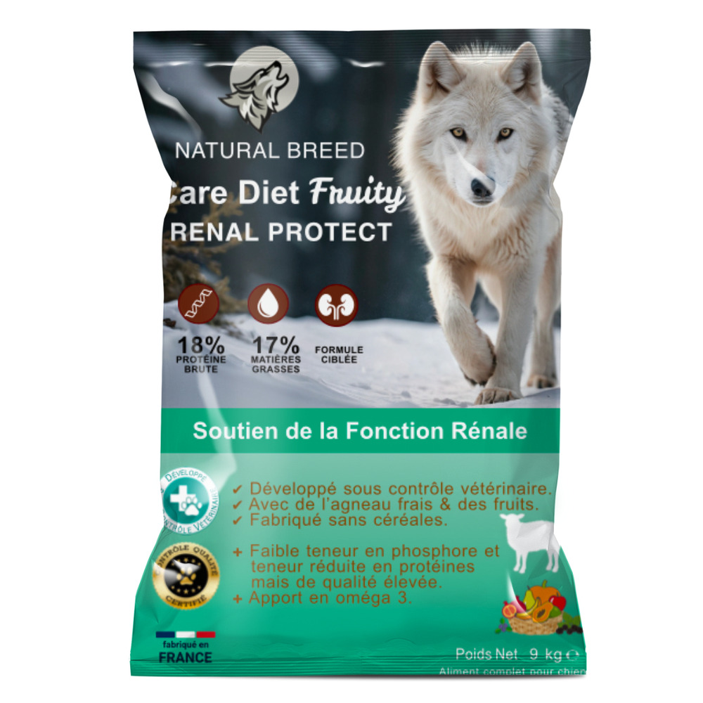 Croquettes pour chien à l'agneau - soutien de la fonction rénale - sans céréales - care diet fruity - 9 kg