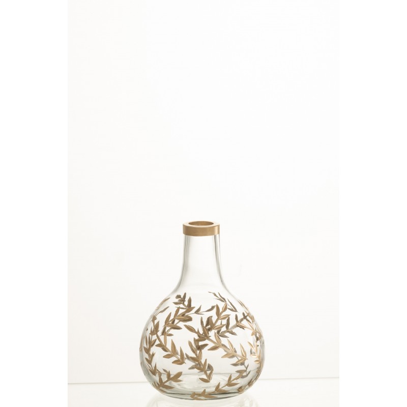 Vase décoré en verre transparent 11x11x14 cm