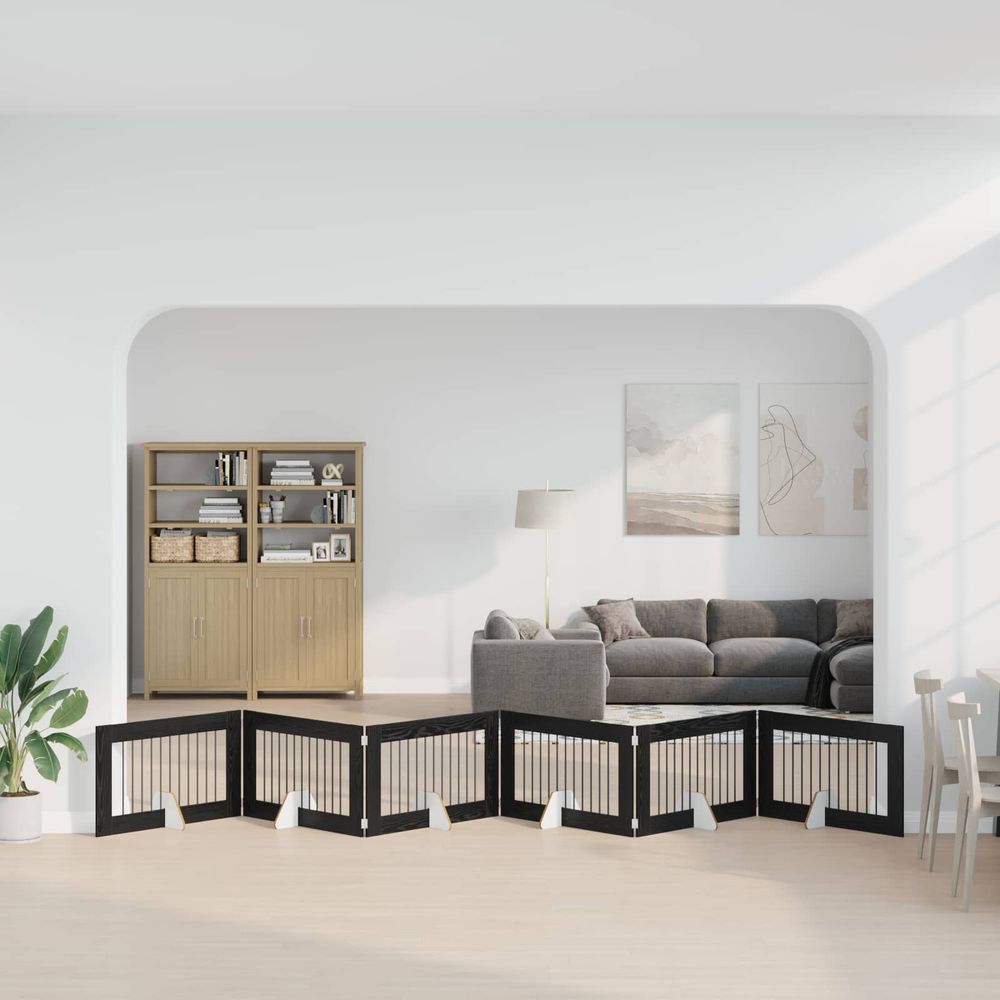 Clôture pour chien en bois intérieur protection pliable 602x60cm noir