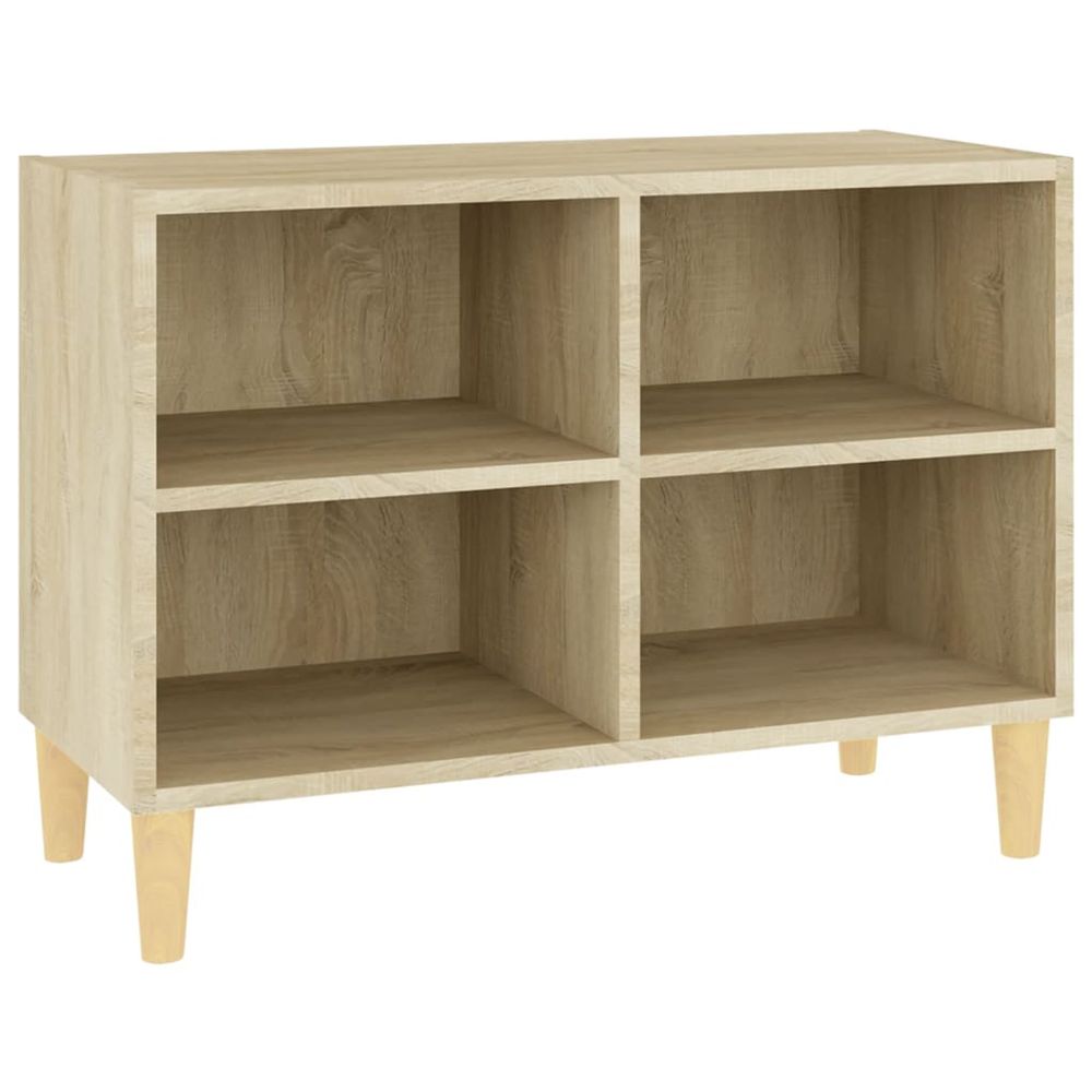 Meuble tv avec pieds en bois massif chêne sonoma 69,5x30x50 cm