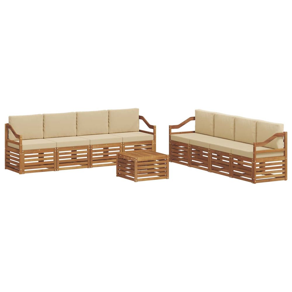 Ensemble de canapés d'extérieur 9 pc naturel et beige