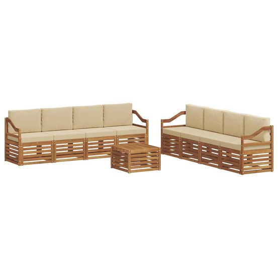 Ensemble de canapés d'extérieur 9 pc naturel et beige