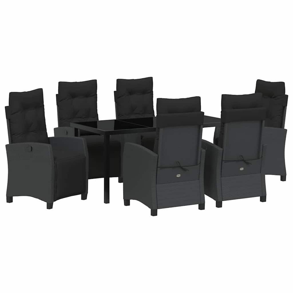 Ensemble de salle à manger pour jardin 7 pcs noir polyrotin